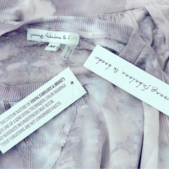 Young Fabulous & Broke Juliette Tie Dye Sweatshirt NWT Purple Gray Oversized - Picture 11 of 16